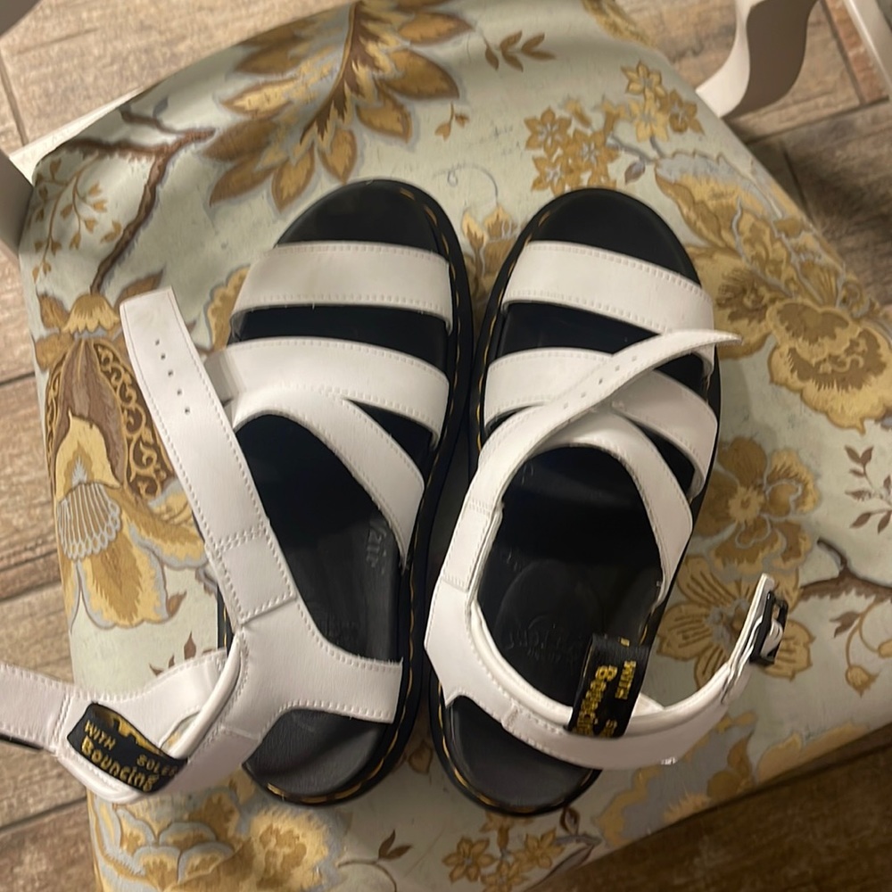 White and black sandals